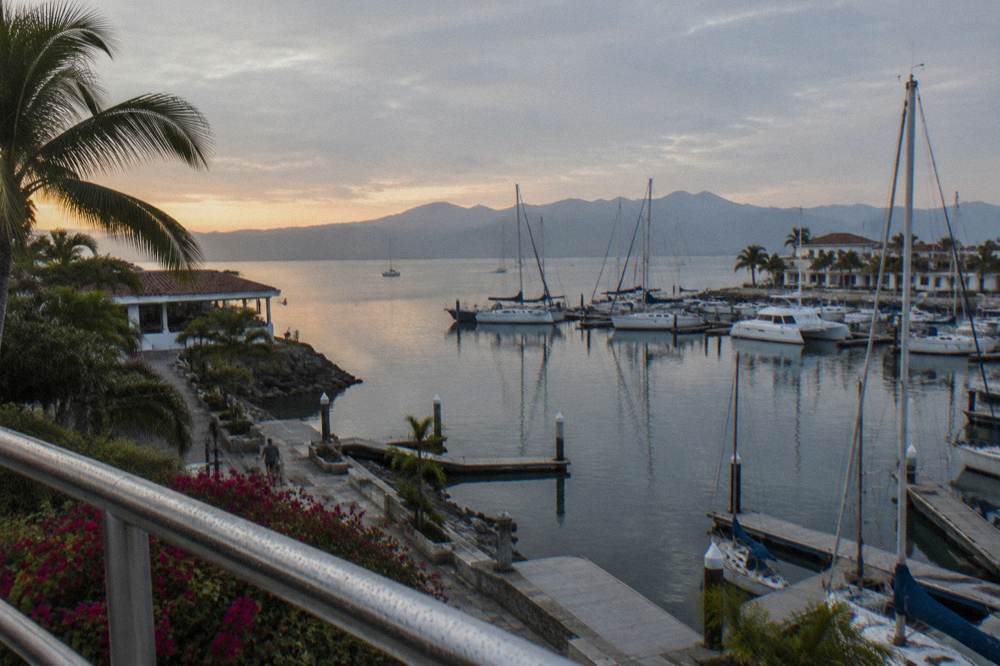 A small marina on the north shore of Banderas Bay at first light